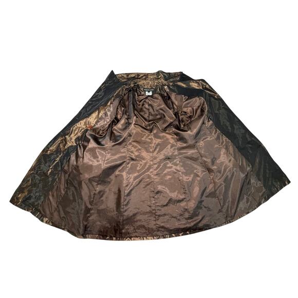 Vtg 90s Adrienne Landau Brown Iridescent Double Breasted Trench Coat Sz L - Picture 5 of 6